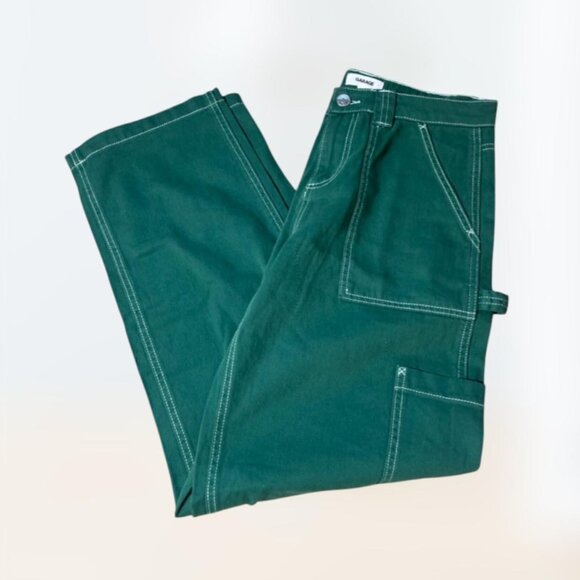 Garage Baggy Dark Green Cargo Utility Carpenter Straight Leg Pants Women's sz 5 - Picture 3 of 6
